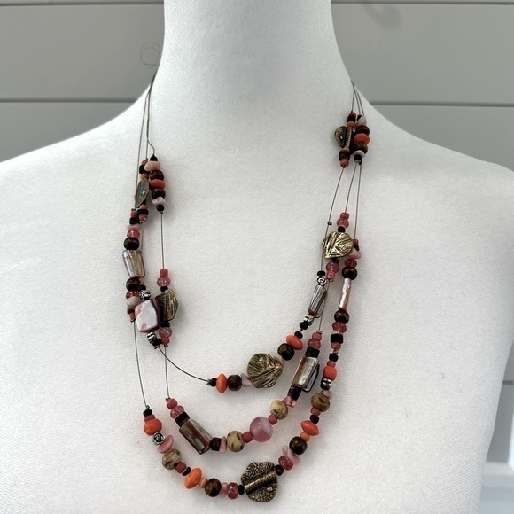 Vintage‎ Coldwater Creek Layered Necklace Glass Beads - Picture 1 of 3